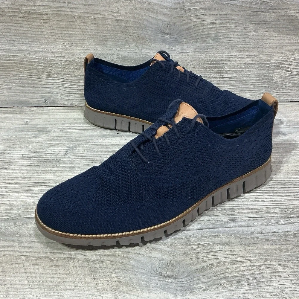 Cole Haan Zerogrand Navy Blue Stitchlite Wingtip Oxford Shoes Men's 13 M C27844